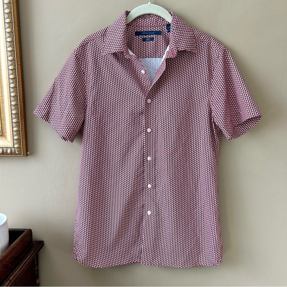 Perry Ellis  Total Stretch Slim Fit Short Sleeve Button Down Geometric Print S - Picture 3 of 8